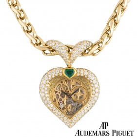 Audemars Piguet Yellow Gold Diamond and Emerald Pendant Watch